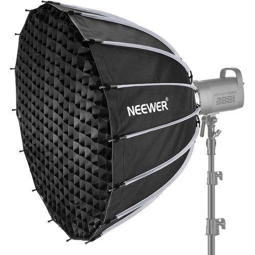 NEEWER 85cm Softbox Parabolique Installation et Pliage Rapide,avec Diffuseurs/Grille Nid d'abeille,Compatible avec Aputure 120d Dôme de Lumière Godox sl60w NEEWER RGB CB60 et Lampes à Monture Bowens