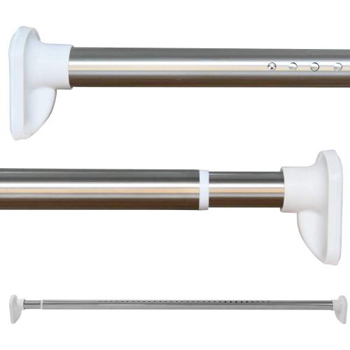 Tringle De Rideau De Douche Extensible Sans Perçage 110-160Cm Acier Inoxydable Argenté Tringle A Rideaux Vêtements Télescopique Barre A Tension Pour Salle De Bains Fenêtre Cuisine [KIT6506781]