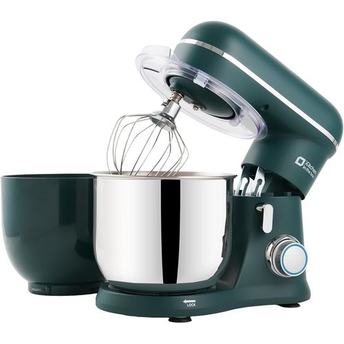 Robot Pâtissier, 3.5L Avec Deux Bols, Compact Et Léger, 10 Vitesses Avec Fonction Pulse, Finition Mate, Fouet, Crochet Pétrisseur Et Batteur, Vert[KIT6504983]