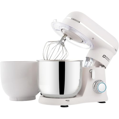 Robot Pâtissier, 3.5L Avec Deux Bols, Compact Et Léger, 10 Vitesses Avec Fonction Pulse, Finition Mate, Fouet, Crochet Pétrisseur Et Batteur, Blanc[KIT6504987]