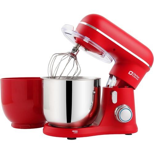 Robot Pâtissier, 3.5L Avec Deux Bols, Compact Et Léger, 10 Vitesses Avec Fonction Pulse, Finition Mate, Fouet, Crochet Pétrisseur Et Batteur, Rouge[KIT6504986]