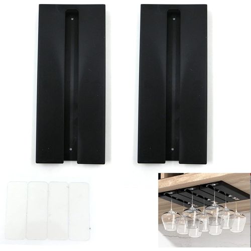 Porte Verres À Vin Suspendre - Aucun Perçage Requis, Grande Capacité, Porte-Verres À Pied Suspendu Support, Pour Bar Cuisine, 25.3 * 11 * 2cm(Noir 1)[Kit6507067]