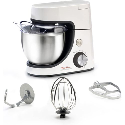 Robot Pâtissier, Capacité Bol 4,6 L, 8 Vitesses + Pulse, Technologie Fouet Whisk Pour Un Fouettage Parfait, Batteur Et Pétrin En Fonte D'Aluminium, 1100 W, Masterchef Gourmet Blanc[KIT6504778]