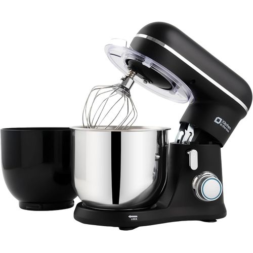 Robot Pâtissier, 3.5L Avec Deux Bols, Compact Et Léger, 10 Vitesses Avec Fonction Pulse, Finition Mate, Fouet, Crochet Pétrisseur Et Batteur, Noir[KIT6504989]