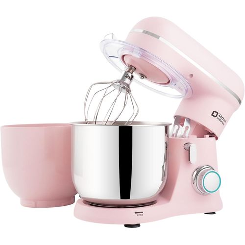 Robot Pâtissier, 3.5L Avec Deux Bols, Compact Et Léger, 10 Vitesses Avec Fonction Pulse, Finition Mate, Fouet, Crochet Pétrisseur Et Batteur, Rose[KIT6504990]