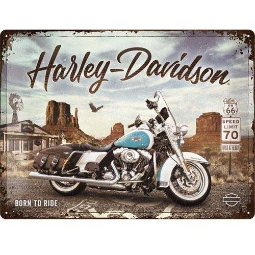 Plaque décorative en métal en relief 40 x 30 cm Harley-Davidson - Route 66 Road King Classic