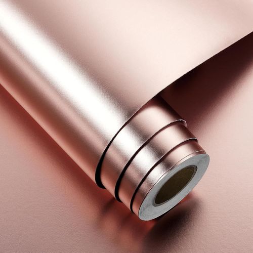 40cm×6m Credence Adhesive Pour Cuisine Papier Adhesif Pour Plan De Travail Cuisine Acier Inoxydable Rose Or Effet Métal Revêtement Plan De Travail Étanche Film Vinyle Adhesif Salle[Kit6505472]
