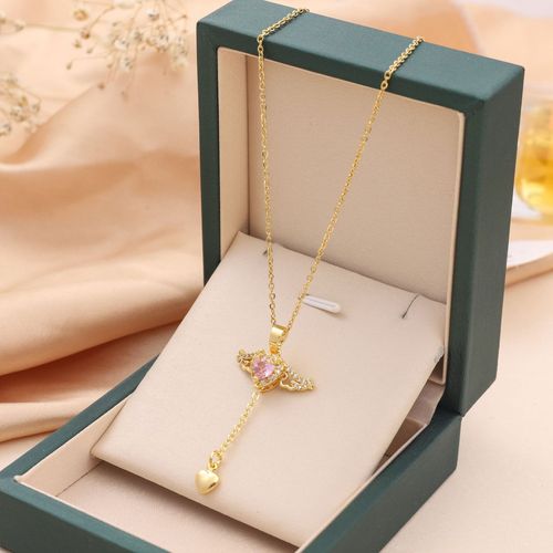 Cupidon Coeur Ange Ailes Collier Collier Chaîne De Clavicule