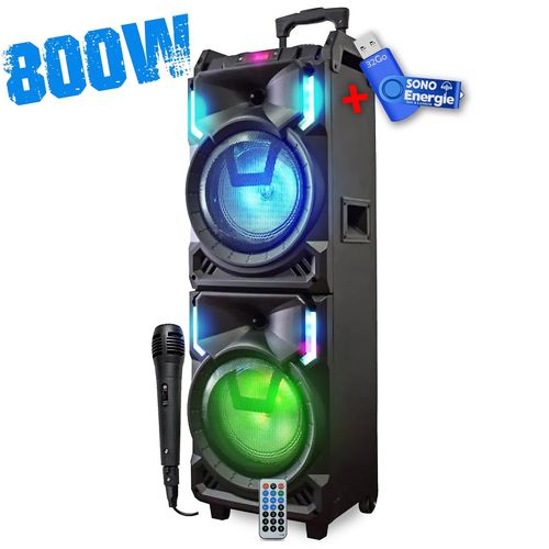 INOVALLEY MS01XXL Enceinte Nomade Karaoke Trolley - bluetooth - 800W+clé USB 32Go