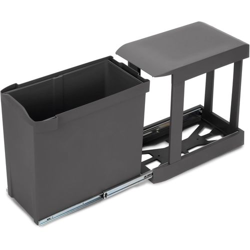 Poubelles De Recyclage Pour La Cuisine, 1 X 30L, Fixation Inférieure Et Extraction Automatique, Acier Et Plastique, Gris Antracite[KIT6504256]
