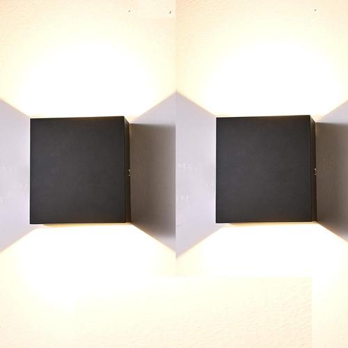7w Applique Murale Interieur Led, 2 Pcs Noir Lampe Murale Blanc Chaud 3000k Moderne Pour Chambre Salon Escalier Couloir Salle De Bain