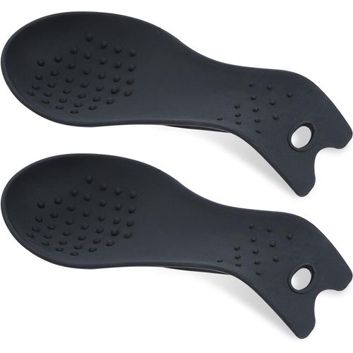 Repose-Cuillère En Silicone Pour Cuisinière, Support Pour Ustensiles De Cuisine Pour Comptoir De Cuisine - (Lot De 2, Noir)[Kit6501513]