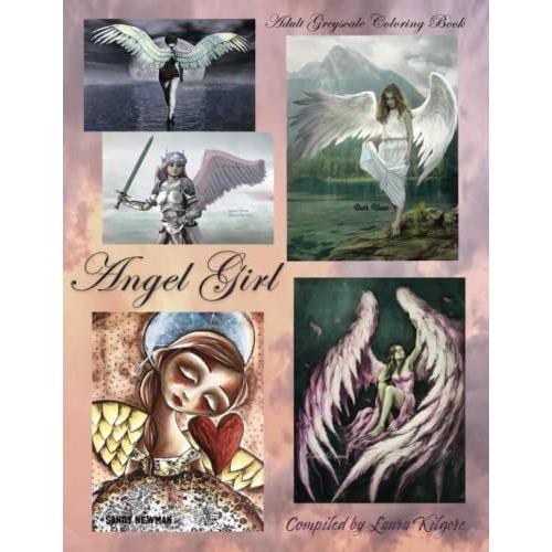 Angel Girl: Adult Greyscale Coloring Book