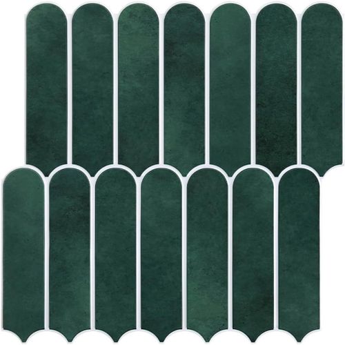 Lot De 10 Carreaux Muraux 3d Autocollants, Carrelage Adhesif Mural, Credence Adhesive Pour Cuisine, Salle De Bain, Chambre À Coucher, Décoration Murale, 30 X 30 Cm, Vert Dégradé[Kit6501677]