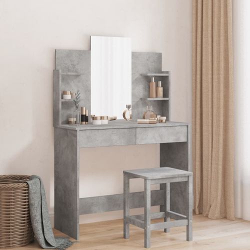 Vidaxl Coiffeuse Avec Miroir Gris B¿¿Ton 96x39x142 Cm