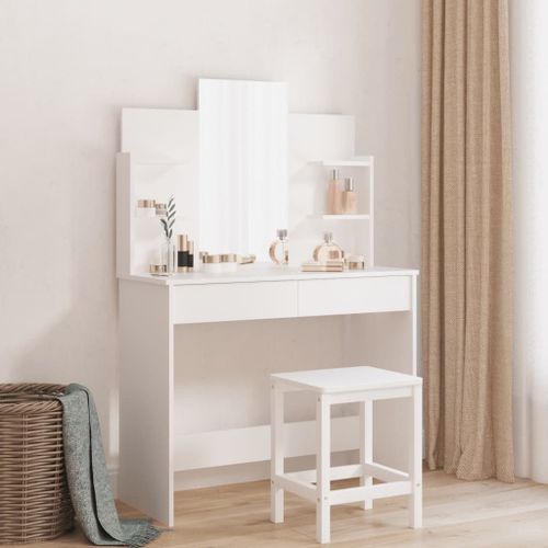 Vidaxl Coiffeuse Avec Miroir Blanc 96x39x142 Cm