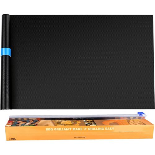 Bbq Tapis De Cuisson 40X300Cm, Surdimensionné Découpable Plaque De Cuisson Réutilisable Anti-Adhérent Téflon Sans Pfoa Pour Barbecue À Gaz Charbon De Bois Four Grill[KIT6502778]