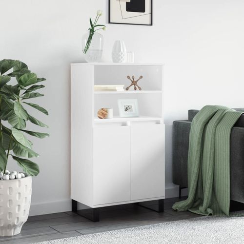 Vidaxl Buffet Haut Blanc 60x36x110 Cm Bois D'ingénierie