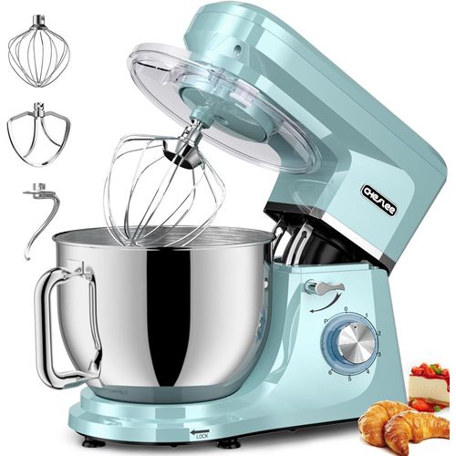 1800W Robot Patissier 7,2 L,Robot Pâtissier,Avec Crochet Pétrisseur,Batteur,Fouet À Fil,Protection Contre Les Éclaboussures,Bol D'Acier Inoxydable,6+P Vitesses Robot Pétrin Profess[KIT6503344]