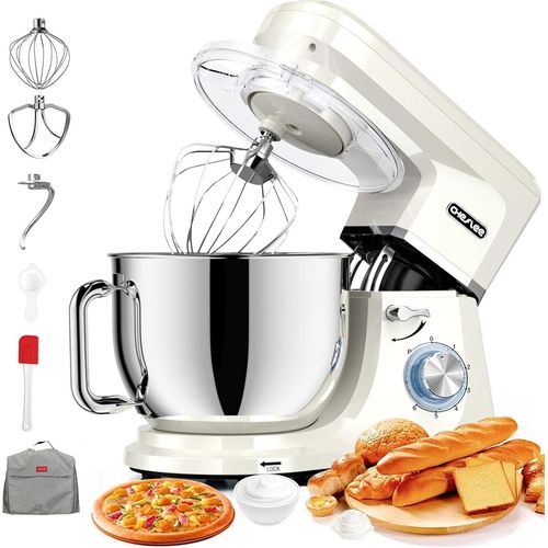 Robot Patissier,2000W Robot Pâtissier,7.2 Litres Robot De Cuisine,Avec Fouet,Batteur,Crochet,Bol D'Acier Inoxydable,Housse Anti-Poussière,6 Vitesses Robot Pétrin Professionnel[KIT6503345]
