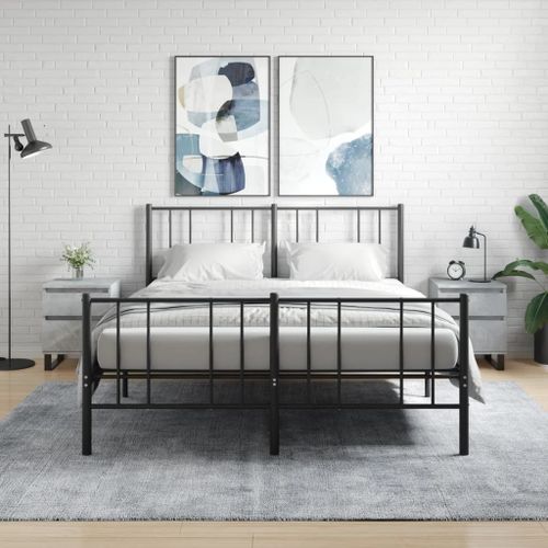 Vidaxl Tables De Chevet 2 Pcs Gris B¿¿Ton 40x35x50 Cm Bois D¡¯Ing¿¿Nierie