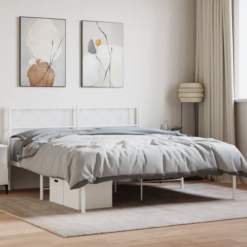 Vidaxl Cadre De Lit Métal Sans Matelas Et Tête De Lit Blanc 120x190 Cm