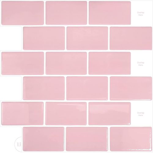 10 Pcs Rose Sticker Carrelage Adhesif Mural 3D Cuisine Salle De Bain (30.5X 30.5Cm)[KIT6501206]
