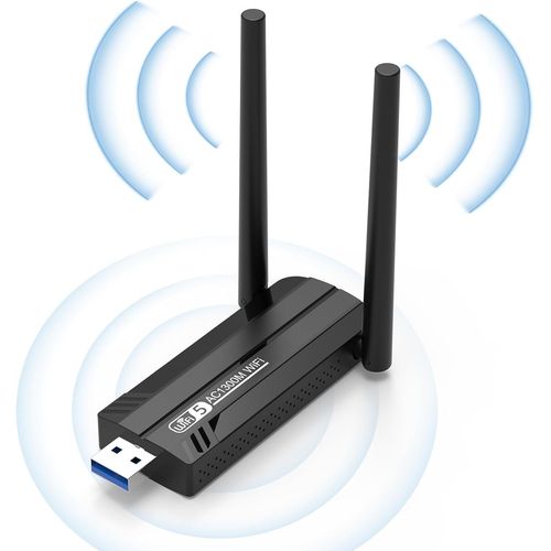 KGABERY-Clé Usb Wlan Pour Pc-Clé Internet 1300 Mbps Usb 3.0 Dual Band 2,4 Ghz/5,8 Ghz-Adaptateur Wi-Fi Pc Avec 2 Antennes 5 Dbi Pc/Ordinateur Portable-Compatible Avec Windows 11/10/8/7/Vista/Xp,Mac O