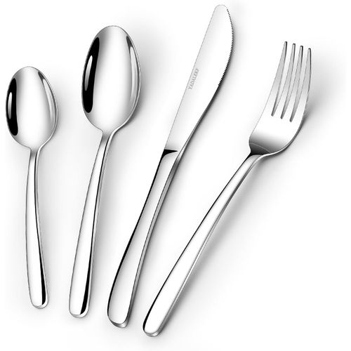 Kgabery-Lot De 24 Couverts En Acier Inoxydable Pour 6 Personnes Avec Couteau,Fourchette,Cuillère,Couverts De Table Martelés Pour La Maison/Cuisine,Poli Brillant,Passe Au Lave-Vaisselle