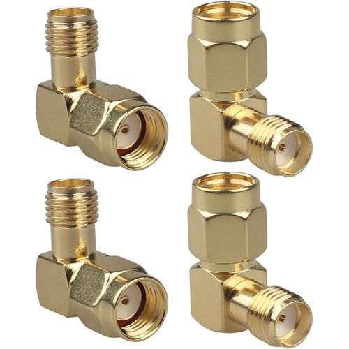Kgabery-4pcs Sma Female To Rp-Sma Male Right Angle Antenna Connector Compatible With 4g Lte Cellular Trail Camera Wi-Fi Router Fpv Drone Controller Pcie Network Card Adapter Security Camera Rf Coax-Générique