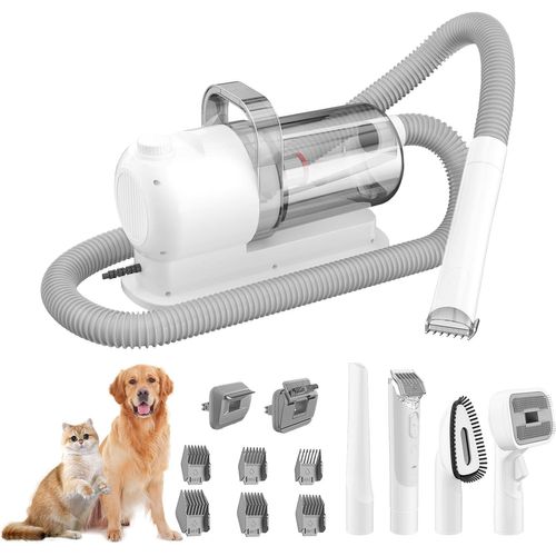 Kgabery-Tondeuse Pour Chien,Avec Aspirateur Et Brosse Pour Chien,Super Puissance D'aspiration Avec 12 000 Pa,Silencieuse,Pour Chiens Et Chats,Kit De Toilettage Professionnel 6 En 1