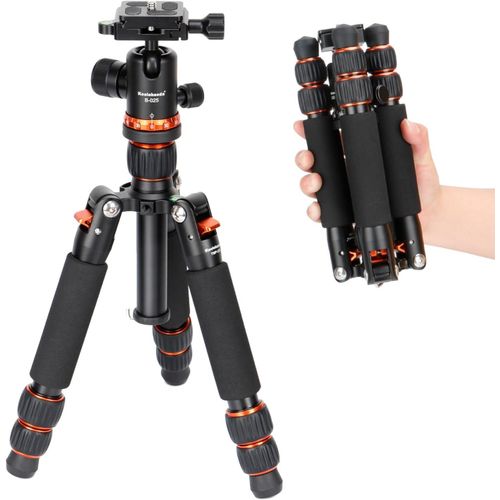 KGABERY-25""/ 63,5 Cm Mini Trépied D'Appareil Photo Compact En Alliage D'Aluminium,Trépied De Voyage Portable Avec Rotule 360° Pour Caméscope Dslr,Charge Jusqu'À 10 Kg-(Orange)