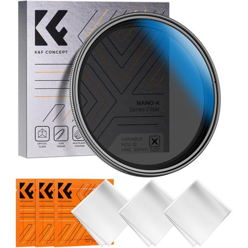 KGABERY-Filtre Nd2-Nd32 58Mm 1-5 Stops Sans Croix Noir Nd Variable Densité Neutre Ultra Fin Et 3 Chiffons De Nettoyage Pour Objectif Appareil Photo (K Série)