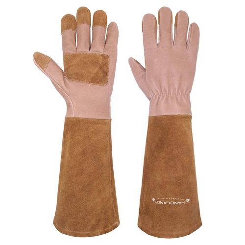 KGABERY-Gants D'Élagage De Roses Pour Homme Et Femme,Gants De Jardinage En Cuir Longs Résistant Aux Épines Avec Protection De L'Avant-Bras,Gants De Travail De Jardin (L,Marron)