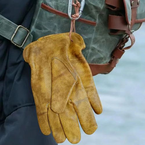 KGABERY-Gants De Travail En Cuir De Vache Huilé Pour Homme,Taille M,Gants De Jardinage Utilitaires Pour Le Camping,Le Soudage,La Conduite,Le Barbecue,La Broussaille,Gants De Moto Rétro En