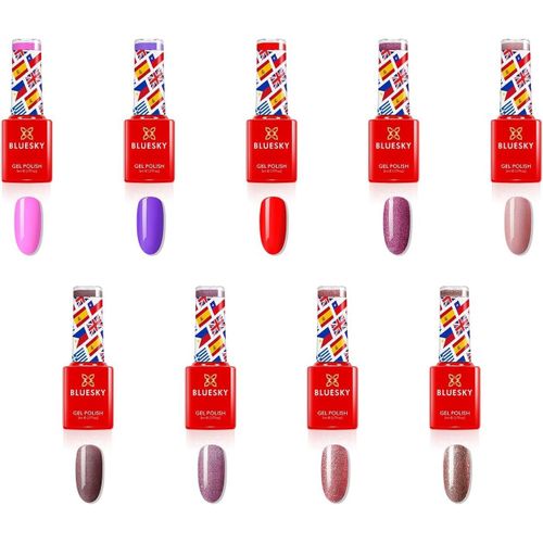 Chenquansarl-Ensemble De Vernis À Ongles Gel, 10e Anniversaire - Collection Complète. 9 X 5 Ml. Rose, Violet, Rouge, Mauve, Nu, Pastel, Paillettes Fines (Nécessite De Curoter Sous Uv / Lampe Led)