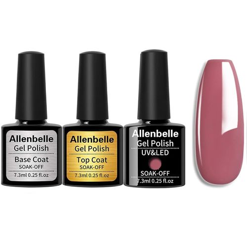 Chenquansarl-Base & Top Coat + Un Vernis) Vernis Semi Permanent À Vernis Ongles Semi Permanent Gel Uv Led Nail Art Soak Off Manucure (7.3ml/Pc Lot De 3) (1592) 