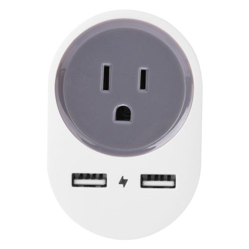 CONNOR Adaptateur de voyage UE vers etats-Unis, Japon, avec double interface USB pour telephone portable et tablette 110-240 V/10 A, blanc