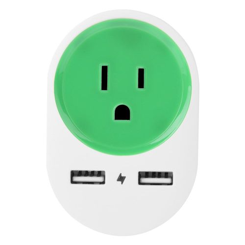 CONNOR Adaptateur de voyage UE vers etats-Unis (japonais) avec double interface USB pour telephone portable et tablette 110-240 V/10 A (vert)