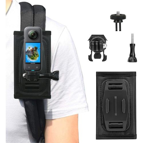 Support De Sangle De Sac À Dos Rotatif À 360° Avec Sangle D'épaule Réglable Pour Gopro Hero 13 12 11 10 9 8 7 6 Black Insta360 X3 X4 X5 Accessoires Pour Caméra Dji Osmo Action 5 Pr[Hero287]