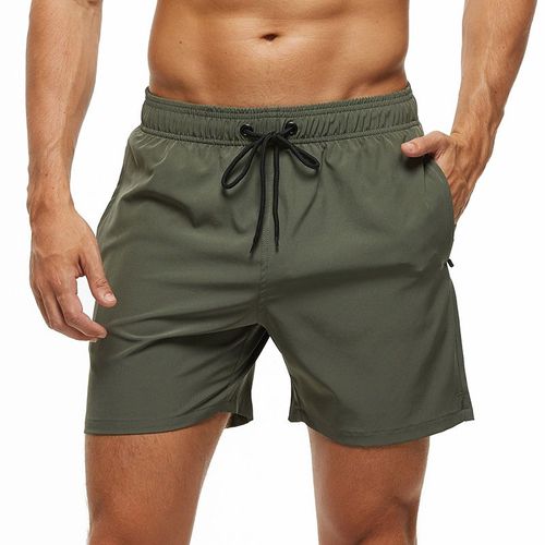 Escatch-Maillot De Bain En Polyester Pour Homme,Couleur Unie,Multicolore,Doublure En Maille,Poche À Fermeture Éclair Latérale,Short De Dehors,Été 2025-Army Green-Xxl