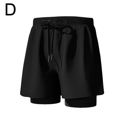 Maillot De Bain Avec Doublure De Compression Pour Homme,Short De Bain 2 En 1 Pour Homme,Séchage Rapide,Course À Pied,Salle De Sport,Respirant-Black-4xl
