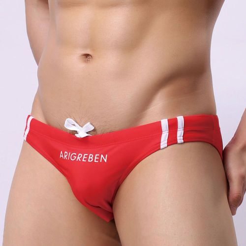 Bikini Taille Basse Pour Homme,Culotte De Natation,Short De Bain-Red-Xxl