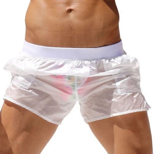 Alsoto-Short De Bain Sexy Pour Homme,Short De Plage Entièrement Transparent,Short De Bain,Short De Bain,Short De Mer-Unlined White-L