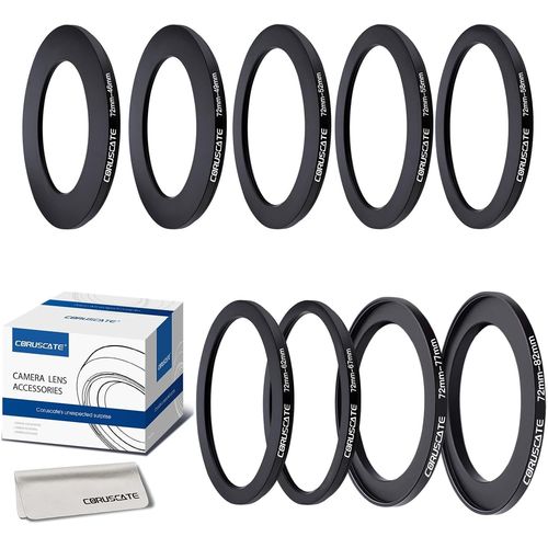 Lot De 9 Anneaux D'Adaptation De Filtre 72 Mm, Anneaux D'Adaptation En Métal Pour Toutes Les Marques, Uv Nd Cpl 72-46Mm,72-49Mm,72-52Mm,72-55Mm,72-58Mm,72-62Mm,72-67Mm,72-77Mm,72-8[Hero331]