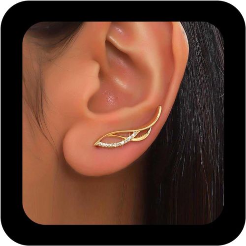 Meimieshop-Boucles D'oreilles Punk Aile Grimpante Boucles D'oreilles Aile D'ange Or Boucles D'oreilles Clou Aile D'ange Creuse Boucles D'oreilles Aile Cz Boucles D'oreilles Aile Grimpante Boucles