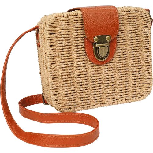 meimieshop-Sacs À Bandoulière Sac De Paille Corps Croisé Plage D'Été Bourse Petit Tissé Messenger Cabas Pour Femmes Fait Main Bohème Style Pour Voyage,Date Et Vacances