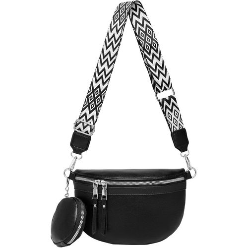 meimieshop-Sac Banane Femme Noir Sac Bandoulière Femme Petit Sac A Main Femme Bandoulieres Pochette Telephone Portable Avec Porte Monnaie Amovible Et Bandoulière De 5cm De Large
