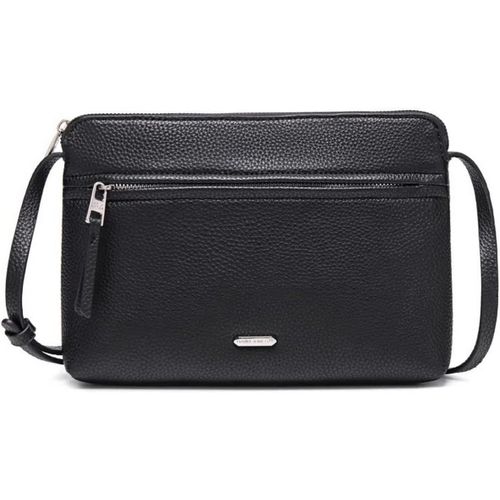 meimieshop-Petit Sac À Main Bandoulière Femme-Sacoche Plate Simili Cuir Pu-Besace Pochette Ville Classique Elégant-2 Compartiments-Pour Téléphone Shopping Voyage-Noir