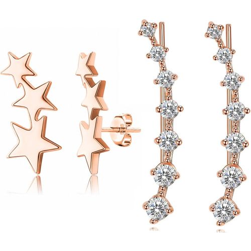 Meimieshop-Boucles D'oreilles Femmes Et Filles Boucles D'oreilles Grimpantes Petites Boucles D'oreilles Étoiles Cartilage Oreille Oreille Clips Hypoallergénique Ear Climbers Pour Femme Fille